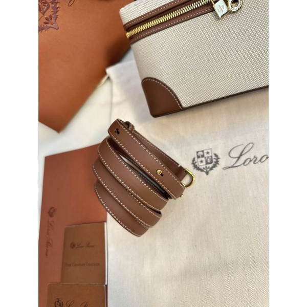 Loro Piana Women's Extra Canvas Pocket Bag / Natural/Caramel/Rolled Gold