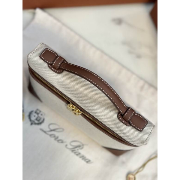 Loro Piana Women's Extra Canvas Pocket Bag / Natural/Caramel/Rolled Gold