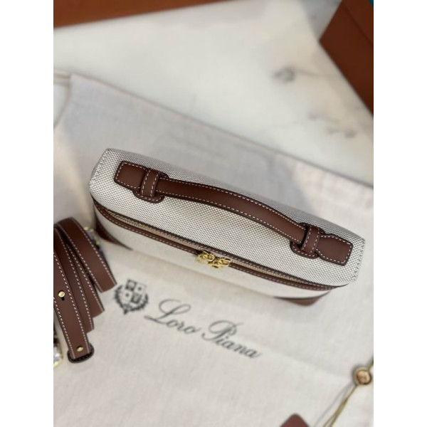 Loro Piana Women's Extra Canvas Pocket Bag / Natural/Caramel/Rolled Gold Sale