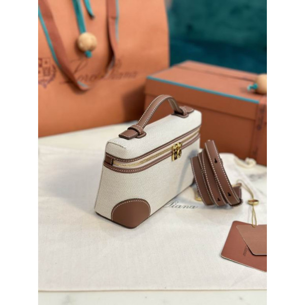 Loro Piana Women's Extra Canvas Pocket Bag / Natural/Caramel/Rolled Gold Sale