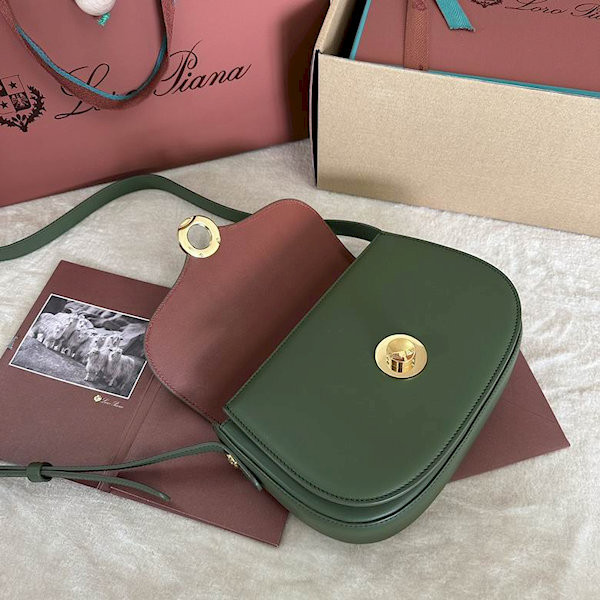 Loro Piana Women's Ghiera Small Shoulder Bag / Deep Lichen Green