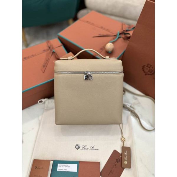 Loro Piana Women's Extra Pocket Backpack / Beige Camel/Rolled Silver