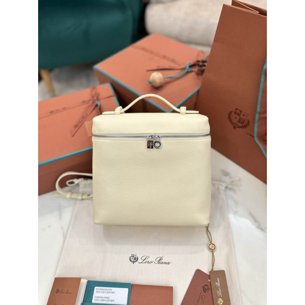 Loro Piana Women's Extra Pocket Backpack / Cream Yellow/Rolled Silver
