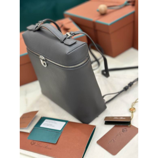 Loro Piana Women's Extra Pocket Backpack / Dark Gray/Rolled Silver