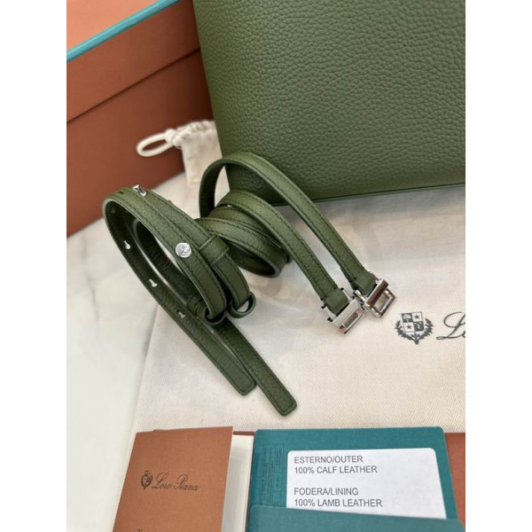 Loro Piana Women's Extra Pocket Backpack / Dark Green/Rolled Silver