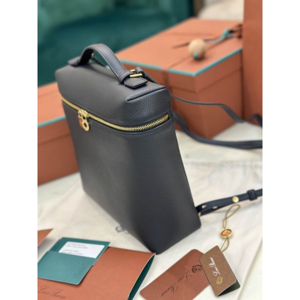 Loro Piana Women's Extra Pocket Backpack / Navy Blue/Rolled Gold