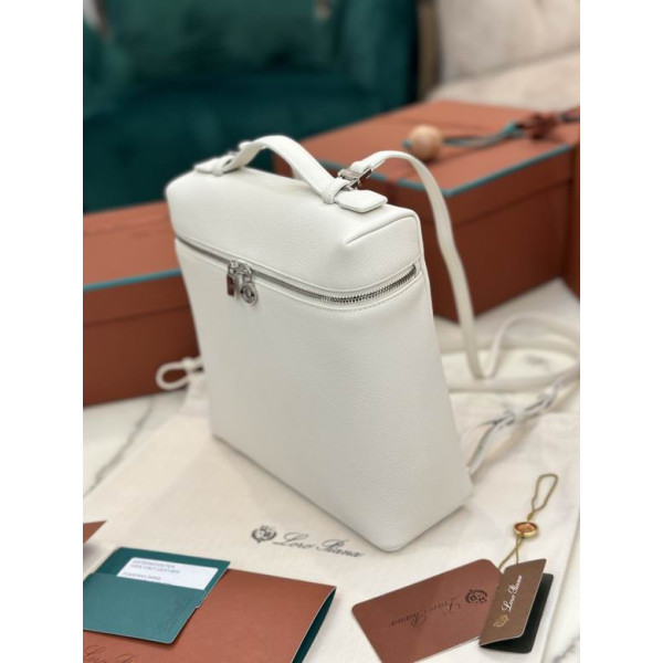 Loro Piana Women's Extra Pocket Backpack / Whisper White/Rolled Silver