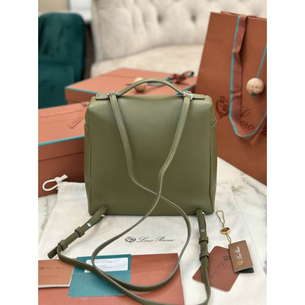 Loro Piana Women's Extra Pocket Backpack / Army Green/Rolled Silver