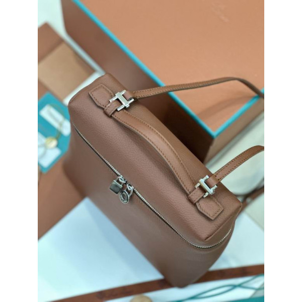 Loro Piana Women's Extra Pocket Backpack / Chocolate Brown/Rolled Silver
