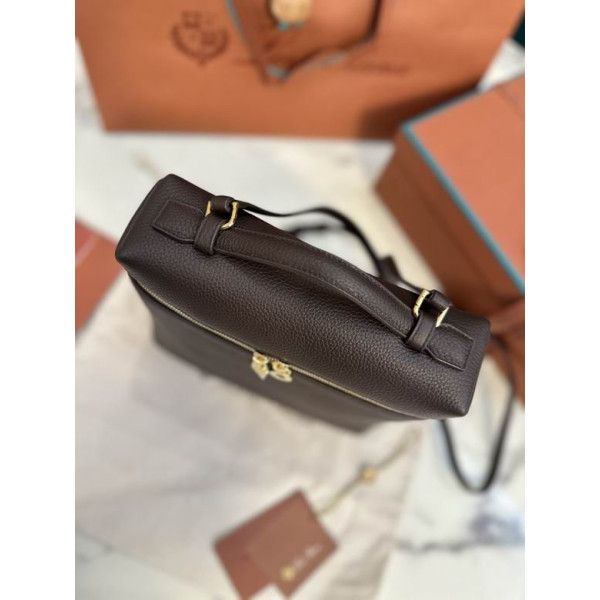Loro Piana Women's Extra Pocket Backpack / Dark Brown/Rolled Gold