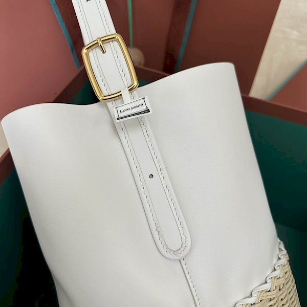 Loro Piana Women's Cedar Bucket Bag / Malt/White