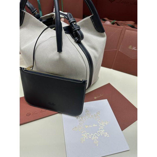 Loro Piana Women's Bale Bucket Bag / Whisper White/Black