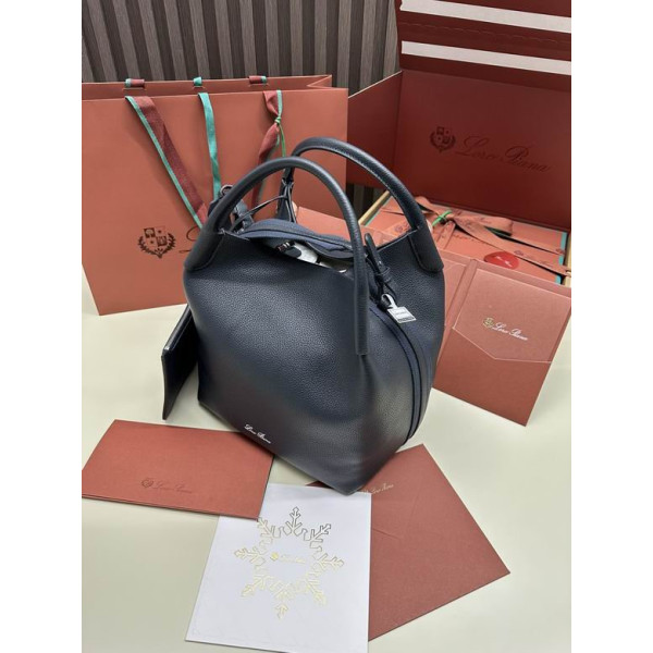 Loro Piana Women's Bale Bucket Bag / Navy Blue