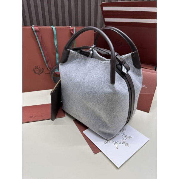 Loro Piana Women's Bale Cotton Bucket Bag / Light Gray
