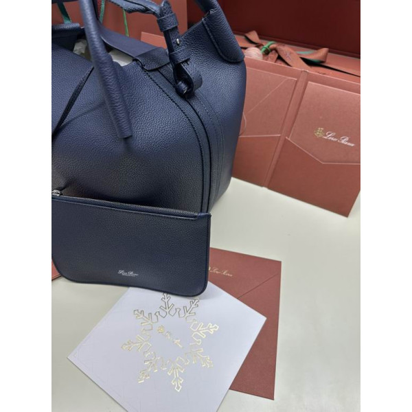 Loro Piana Women's Bale Bucket Bag / Dark Blue