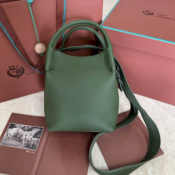 Loro Piana Women's Bale Small Bucket Bag / Dark Olive Green