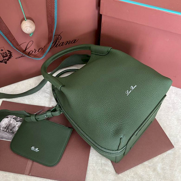 Loro Piana Women's Bale Small Bucket Bag / Dark Olive Green
