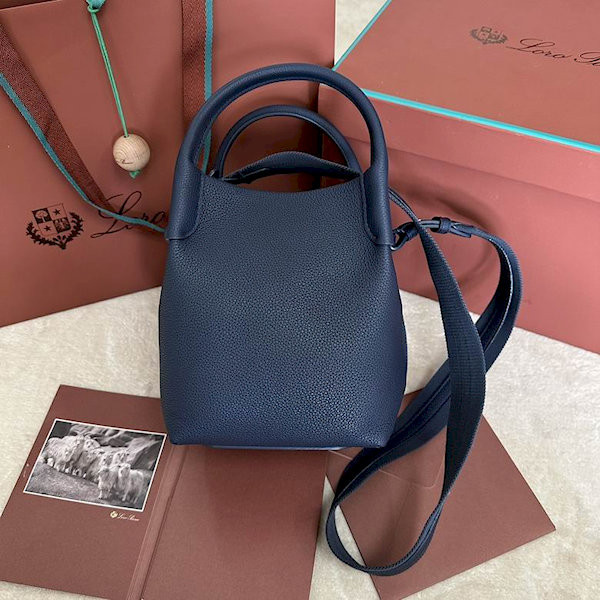 Loro Piana Women's Bale Small Bucket Bag / Dark Blue