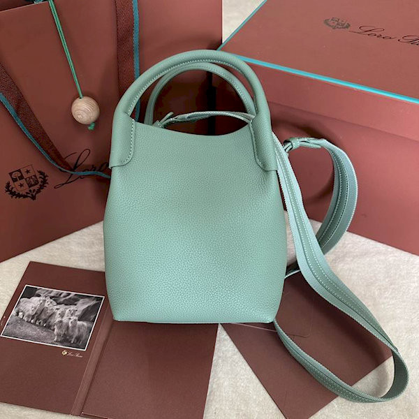 Loro Piana Women's Bale Small Bucket Bag / Light Cyan
