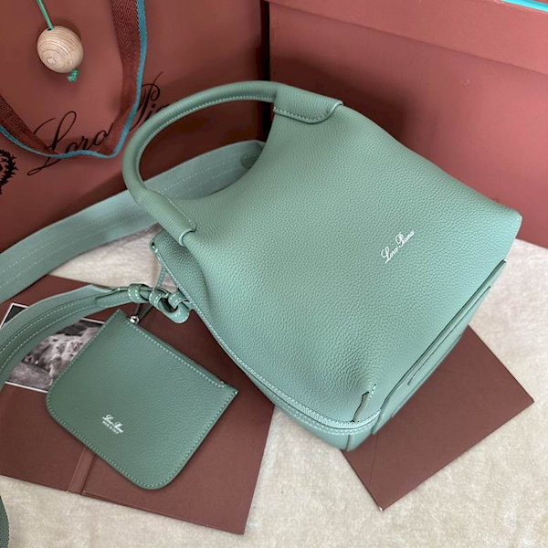 Loro Piana Women's Bale Small Bucket Bag / Light Cyan