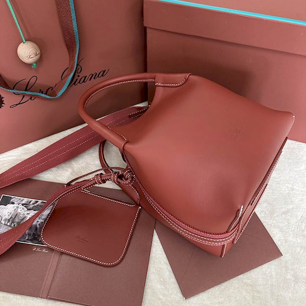 Loro Piana Women's Bale Small Bucket Bag / Reddish Brown