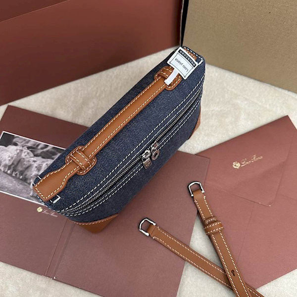 Loro Piana Women's Extra Small Pocket Bag / Denim/Brown
