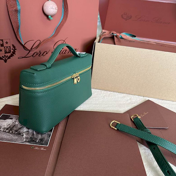 Loro Piana Women's Extra Small Pocket Bag / Peacock Green/Rolled Gold