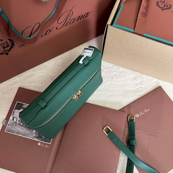 Loro Piana Women's Extra Small Pocket Bag / Peacock Green/Rolled Gold