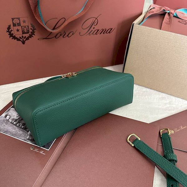 Loro Piana Women's Extra Small Pocket Bag / Peacock Green/Rolled Gold