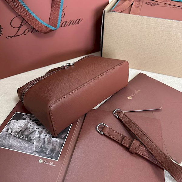 Loro Piana Women's Extra Small Pocket Bag / Reddish Brown/Rolled Silver
