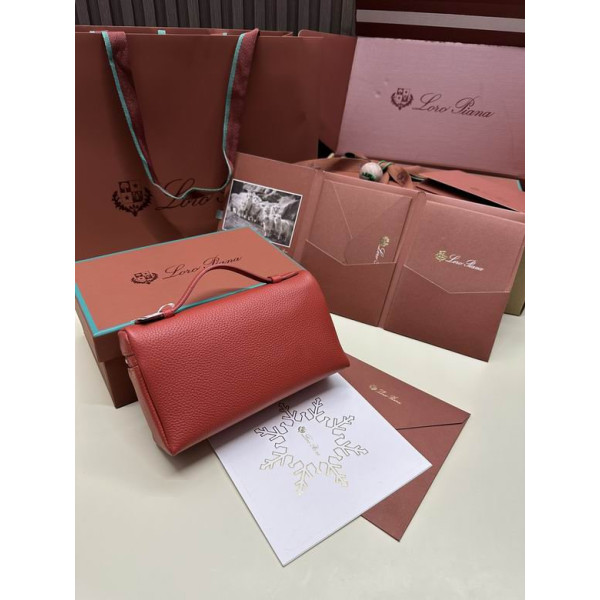 Loro Piana Women's Extra Small Pocket Bag / Orange Red/Rolled Silver