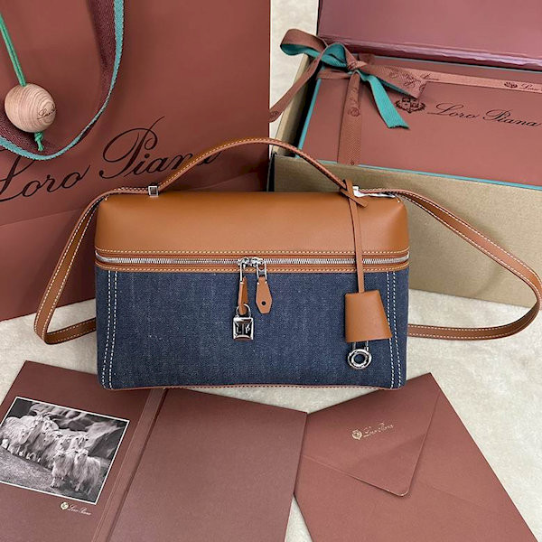 Loro Piana Women's Extra Bag / Surge Blue/Wheat Bran