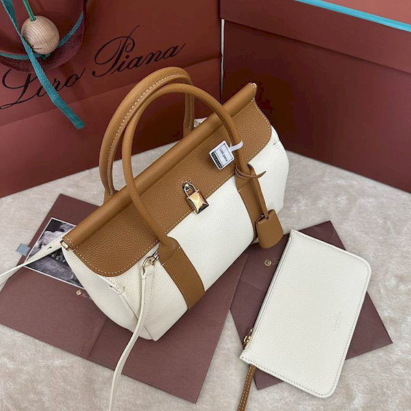 Loro Piana Women's Small Loom Bag / Whisper White/Wheat Bran