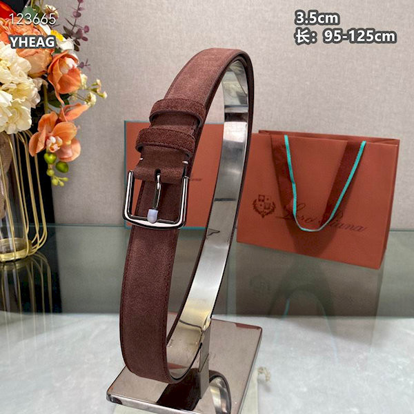 Loro Piana Alsavel Belt Split Calf Suede Leather Strap 35mm with Silver Buckle in Very Dark Maroon