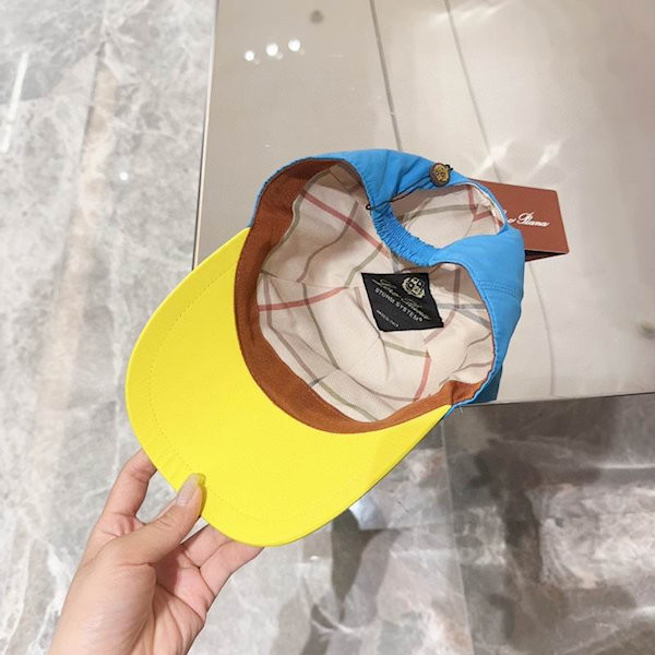 Loro Piana Baseball Cap with Elasticated back Microfibre Storm System in blue and yellow