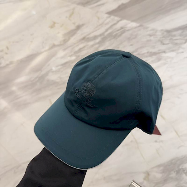 Loro Piana Baseball Cap with Elasticated back Microfibre Storm System in dark green