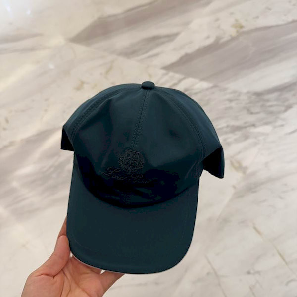 Loro Piana Baseball Cap with Elasticated back Microfibre Storm System in dark green