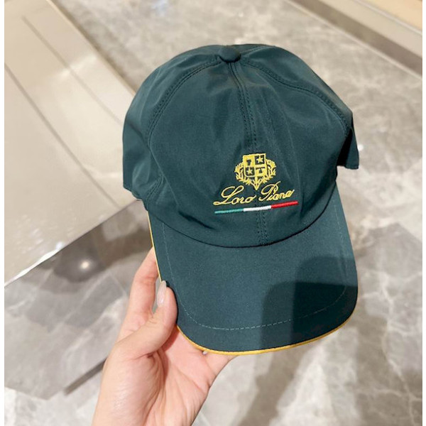 Loro Piana Baseball Cap with Elasticated back Microfibre Storm System in dark green and yellow