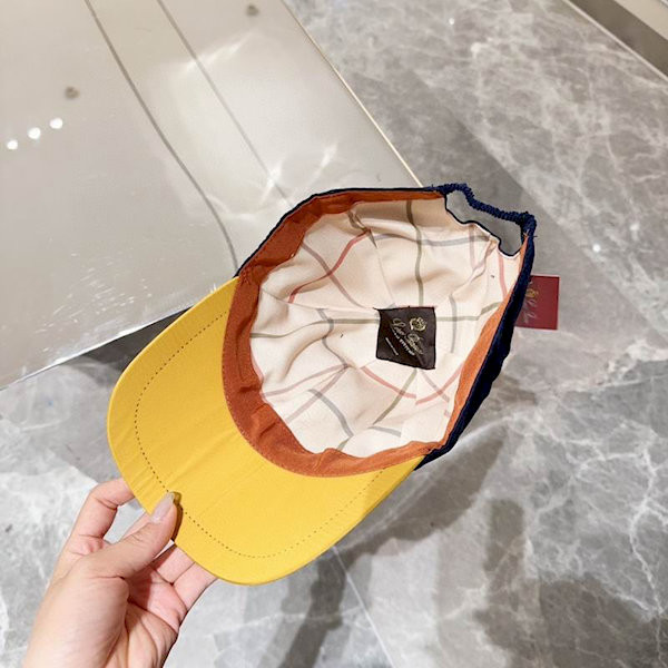 Loro Piana Baseball Cap with Elasticated back Microfibre Storm System in navy blue and yellow