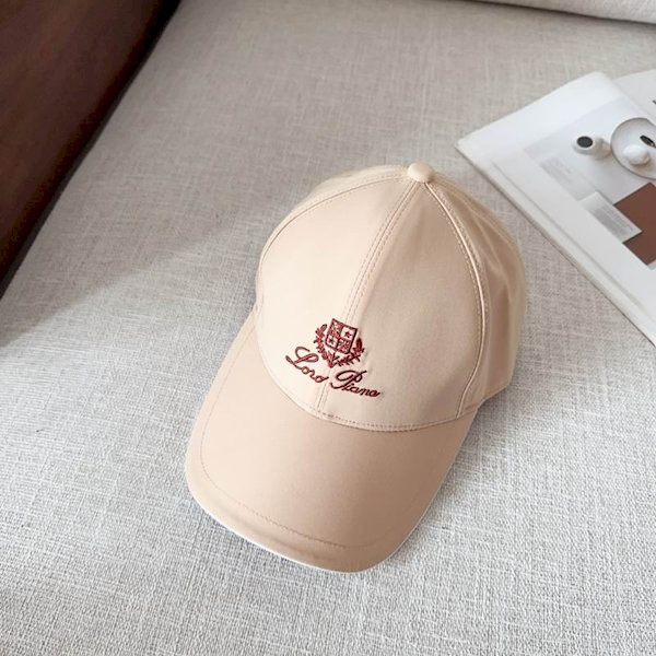 Loro Piana Baseball Cap with Elasticated back Microfibre Storm System in nude beige and red brown