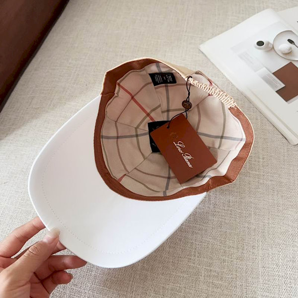 Loro Piana Baseball Cap with Elasticated back Microfibre Storm System in nude beige and red brown