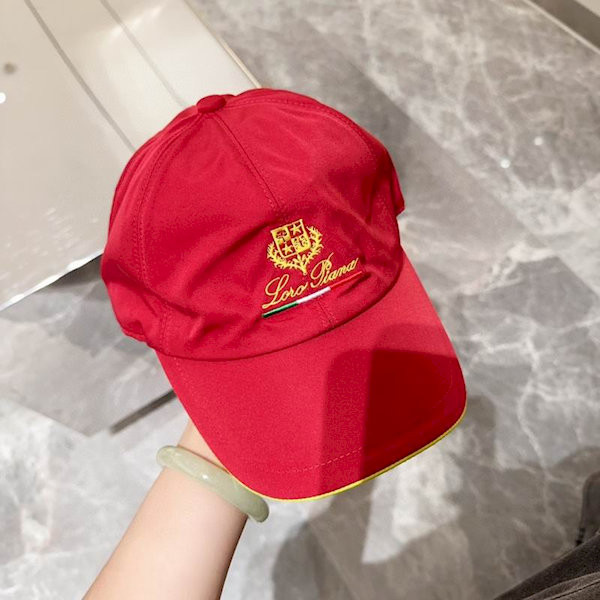 Loro Piana Baseball Cap with Elasticated back Microfibre Storm System in red and yellow