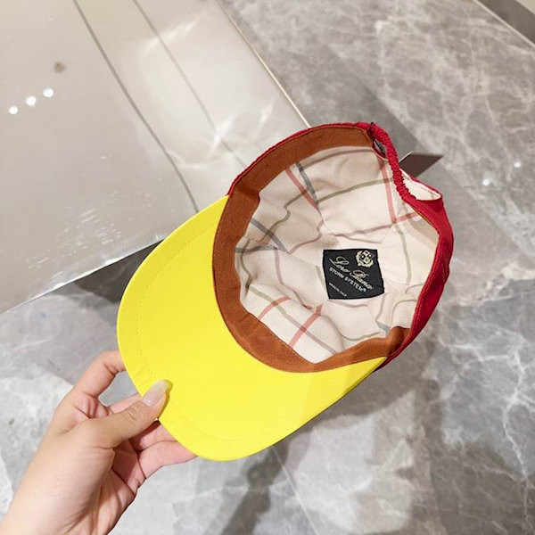 Loro Piana Baseball Cap with Elasticated back Microfibre Storm System in red and yellow