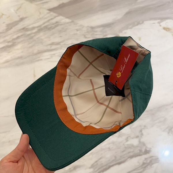Loro Piana Baseball Cap with Elasticated back Cashmere Storm System in dark green