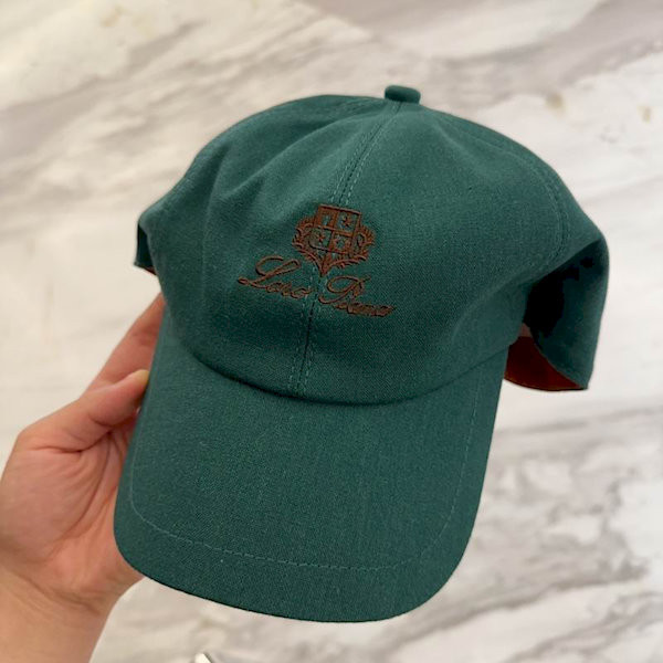 Loro Piana Baseball Cap with Elasticated back Cashmere Storm System in dark green and dark brown