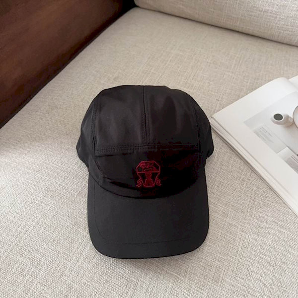 Loro Piana Baseball Cap with Elasticated back with Storm System in black and red