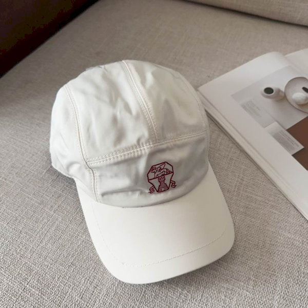 Loro Piana Baseball Cap with Elasticated back with Storm System in white and red