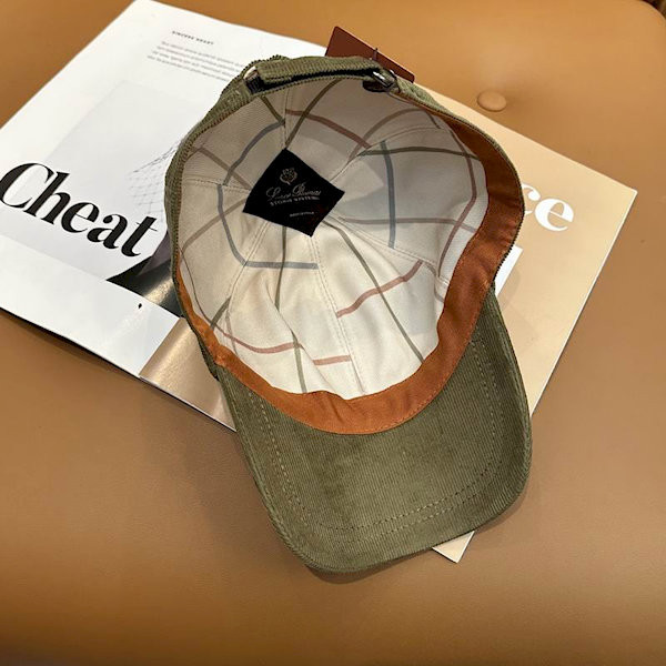 Loro Piana Corduroy Baseball Cap with Adjustable strap in army green