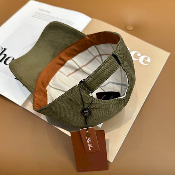 Loro Piana Corduroy Baseball Cap with Adjustable strap in army green