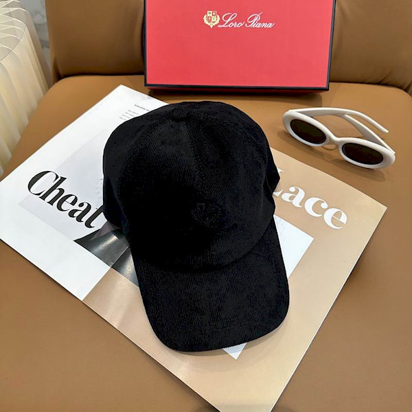Loro Piana Corduroy Baseball Cap with Adjustable strap in black